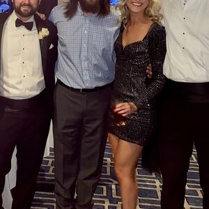 Astr Black Sparkling Long Sleeve Velvet Dress